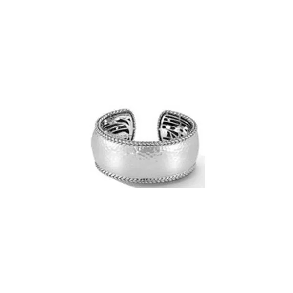 JAI by John Hardy Sterling Silver Hammered Wide Cuff Bangle with Basketweave - Size M Van Scoy Jewelers Wyomissing, PA