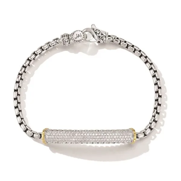 JAI by John Hardy Sterling Silver & 14K Gold Pave Diamond 3.7mm Origin Chain Bracelet - Size M Van Scoy Jewelers Wyomissing, PA