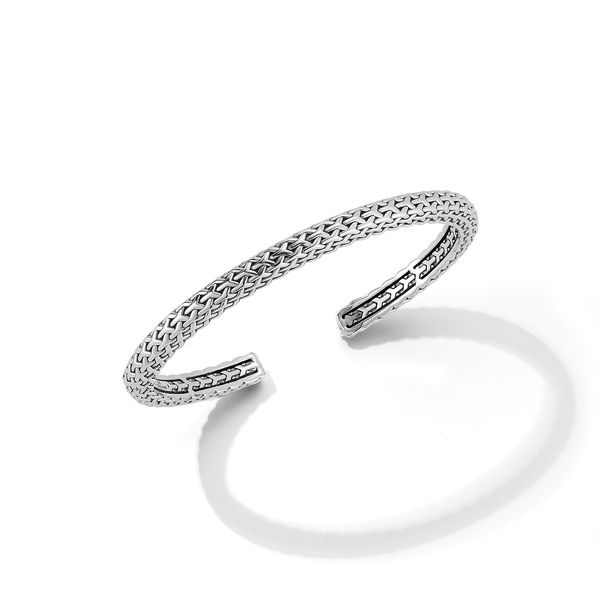 JAI Sterling Silver 5.5mm Lattice Bangle – Small | Elegant Textured Silver Bracelet Van Scoy Jewelers Wyomissing, PA