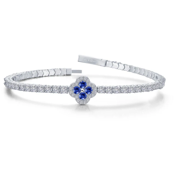 Lafonn Flexible Tennis Bracelet with LASSAIRE Simulated Diamonds & Good-Luck Symbol – Platinum Bonded Sterling Silver Van Scoy Jewelers Wyomissing, PA