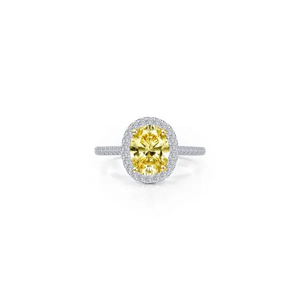 Lafonn Radiant Halo Ring with LASSAIRE Oval Canary Simulated Diamond & Clear Simulated Diamonds - 2.26 CTW, Size 7