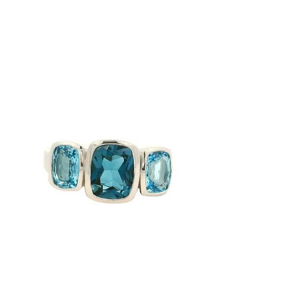 Joryel Vera Sterling Silver Ring with Three Cushion Cut Blue Topaz Stones - Size 7.5 similar item image