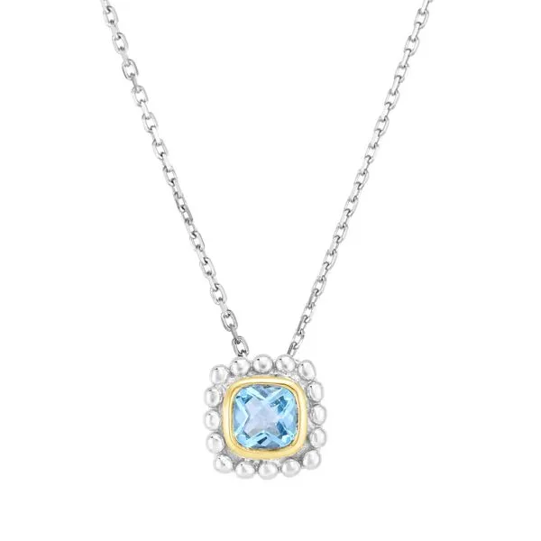 STERLING SILVER PENDANT | 18 KARAT YELLOW GOLD | BLUE TOPAZ Van Scoy Jewelers Wyomissing, PA
