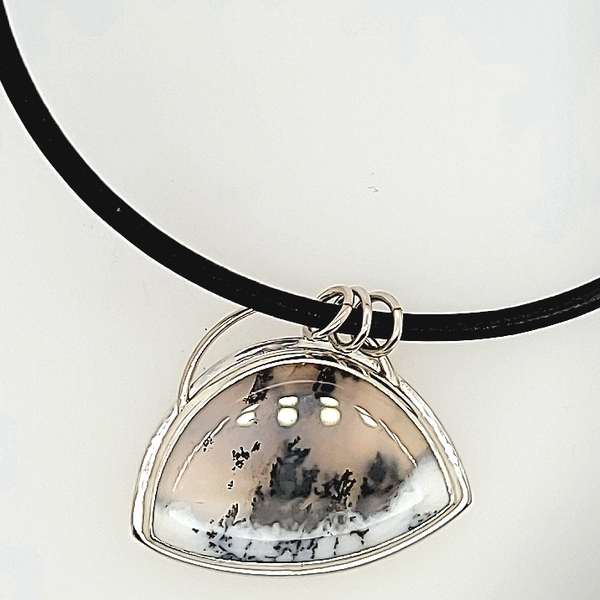 Silver Necklace | Dendrite Opal | Handmade Van Scoy Jewelers Wyomissing, PA