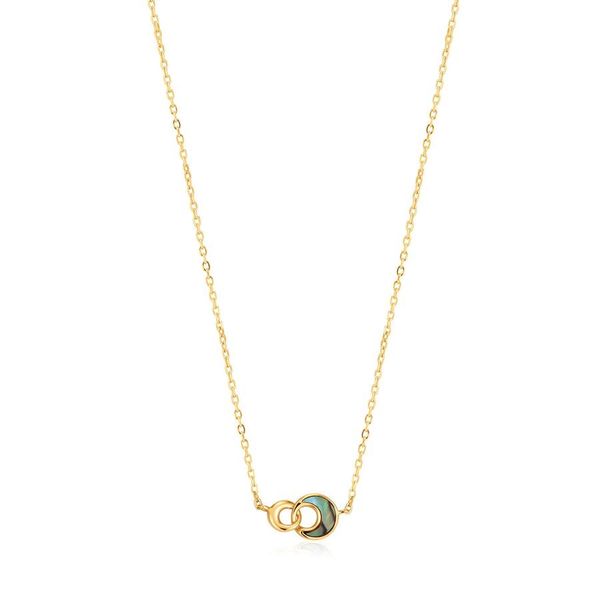 ANIA HAIE TIDAL ABALONE CRESCENT LINK NECKLACE GOLD PLATED Van Scoy Jewelers Wyomissing, PA
