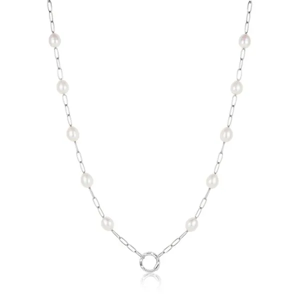 Ania Haie Sterling Silver Pearl Chain Charm Connector Nec...