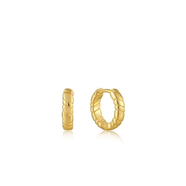 Ania Haie Sterling Silver Gold-Plated Smooth Twist Huggie Hoop Earrings Van Scoy Jewelers Wyomissing, PA