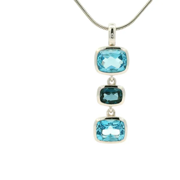 Joryel Vera Sterling Silver Pendant with Blue and London Blue Topaz on 18