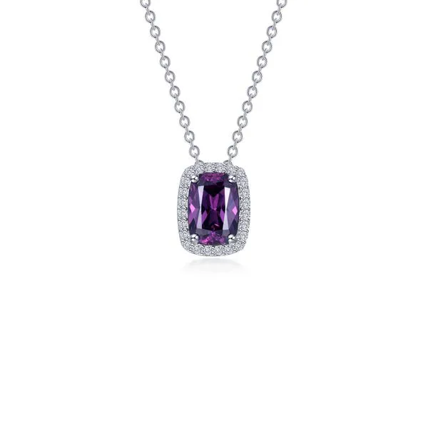 Lafonn Halo Necklace – Cushion-Cut Simulated Amethy...