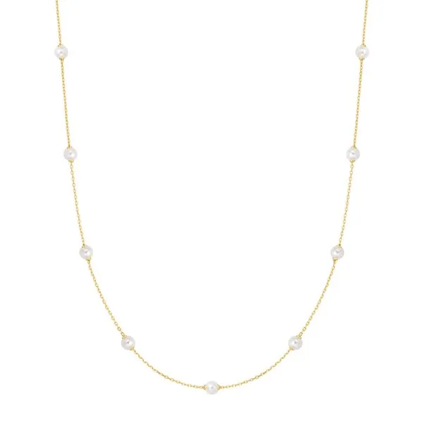 Ania Haie Sterling Silver with Gold Plate Shell Pearl Station Chain Necklace Van Scoy Jewelers Wyomissing, PA