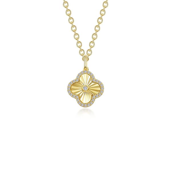 Lafonn Glittering Clover Necklace – TR Gold-Plated Sterling Silver, 20