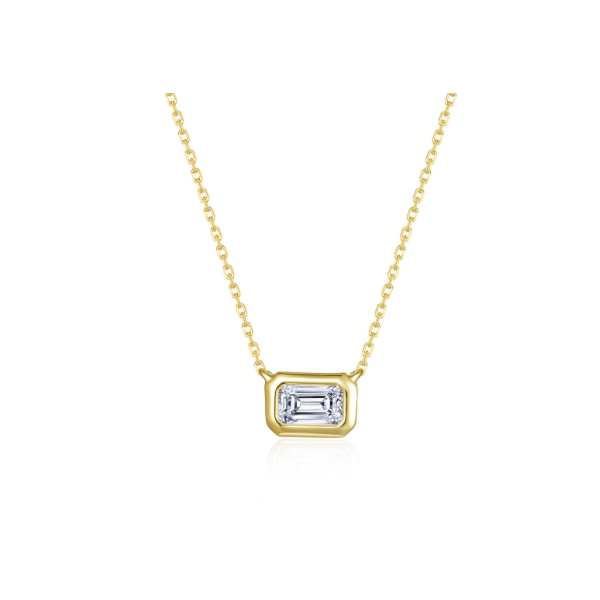 Emerald East–West Solitaire Choker | Bezel-Set Emerald-Cut Necklace Van Scoy Jewelers Wyomissing, PA