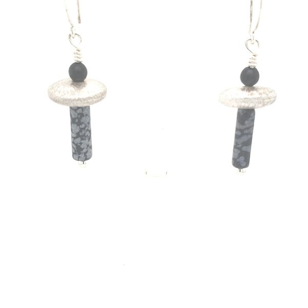 PATTI PAGE STERLING SILVER EARRING WITH SNOWFLAKE OBSIDIAN AND ONYX Van Scoy Jewelers Wyomissing, PA