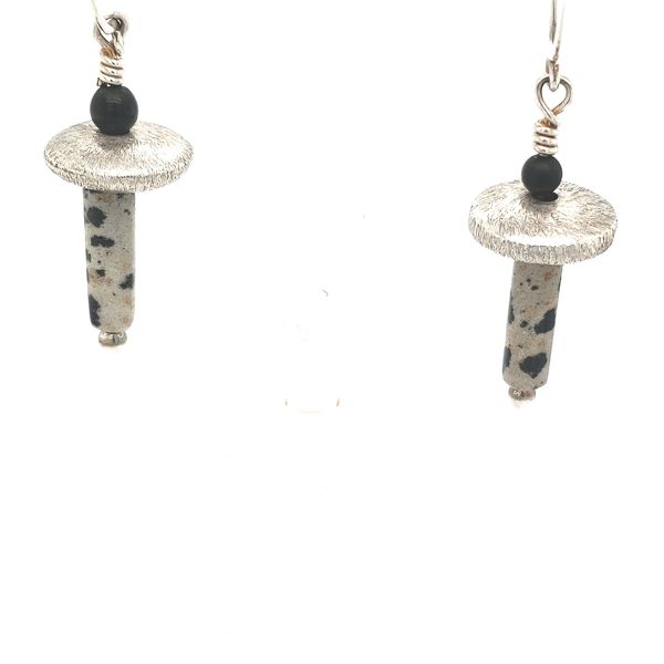 PATTI PAGE STERLING SILVER EARRING WITH DALMATION JASPER AND ONXY Van Scoy Jewelers Wyomissing, PA