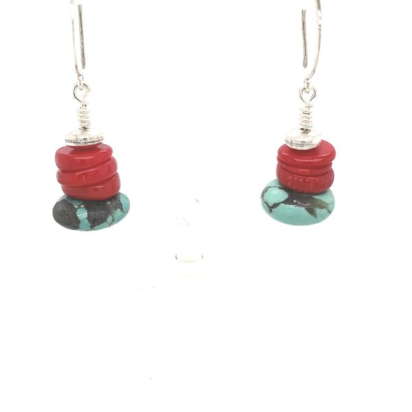 GEMSTONE EARRINGS \ PATTI PAGE DESIGNER | TURQUOISE | CORAL | STERLING SILVER Van Scoy Jewelers Wyomissing, PA