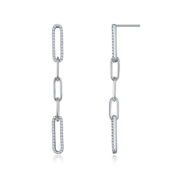 LAFONN STERLING SILVER PAPERCLIP STYLE EARRINGS WITH SIMULATED STONES. Van Scoy Jewelers Wyomissing, PA