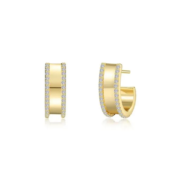 Lafonn Gold Plated Sterling Silver Charming Half Hoop Earrings with .92 CTW Lassaire Simulated Diamonds/ VanScoy Jewelers of Wyomissing Van Scoy Jewelers Wyomissing, PA