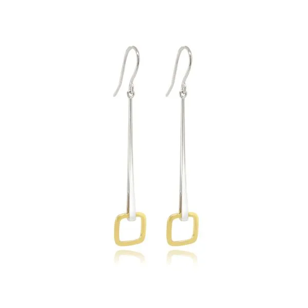 Joryel Vera Sterling Silver with 14K Yellow Gold Plating Square Dangle Earrings | Elegant Jewelry/ VanScoy Jewelers of Wyomissing Van Scoy Jewelers Wyomissing, PA