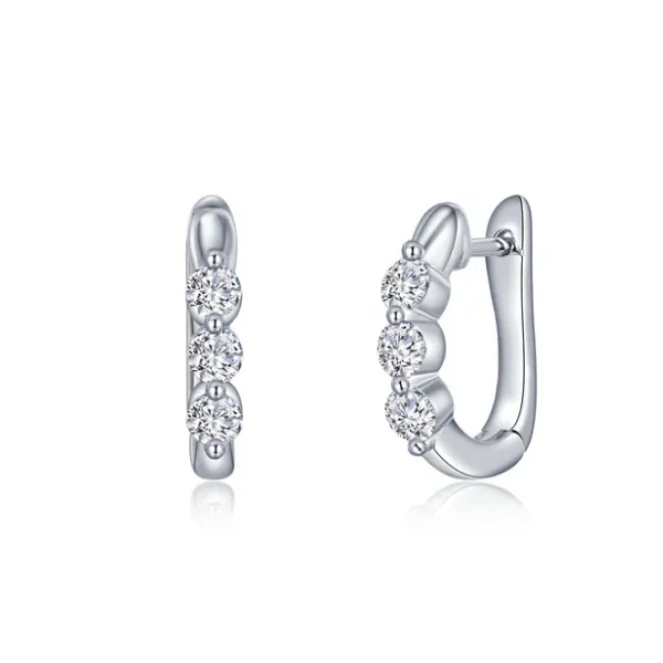 LAFONN 3-Stone Huggies Yellow Gold Plated Silver 1.00 CT CZ | Elegant & Sparkling Jewelry/VanScoy Jewelers of Wyomissing Van Scoy Jewelers Wyomissing, PA