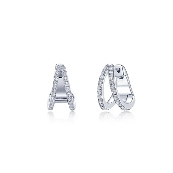LAFONN Sterling Silver Split Huggie Earrings with 0.48 CTW Simulated Diamonds | Elegant & Chic Jewelry/ VanScoy Jewelers of Wyomissing Van Scoy Jewelers Wyomissing, PA