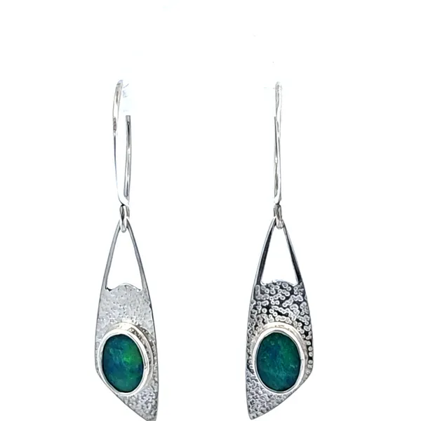 PATTI PAGE STERLING SILVER DROP EARRINGS WITH BLACK OPAL