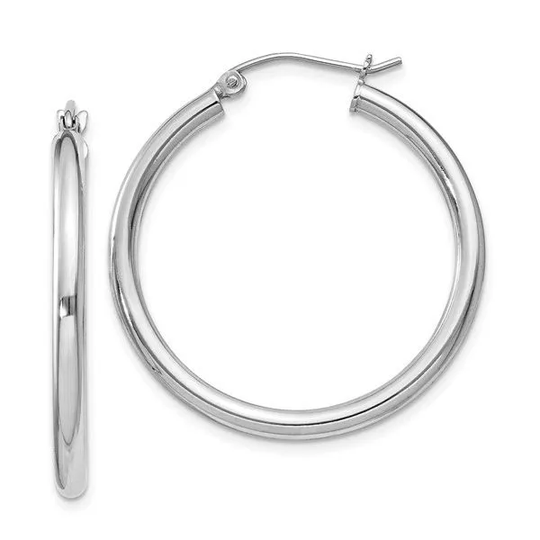 Sterling Silver Rhodium-Plated 2.5mm Round Hoop Earrings – Elegant & Classic/ VanScoy Jewelers of Wyomissing Van Scoy Jewelers Wyomissing, PA