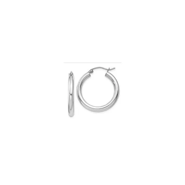 Sterling Silver Rhodium-Plated 3.0mm Round Hoop Earrings – Rhodium Finish/ VanScoy Jewelers of Wyomissing Van Scoy Jewelers Wyomissing, PA