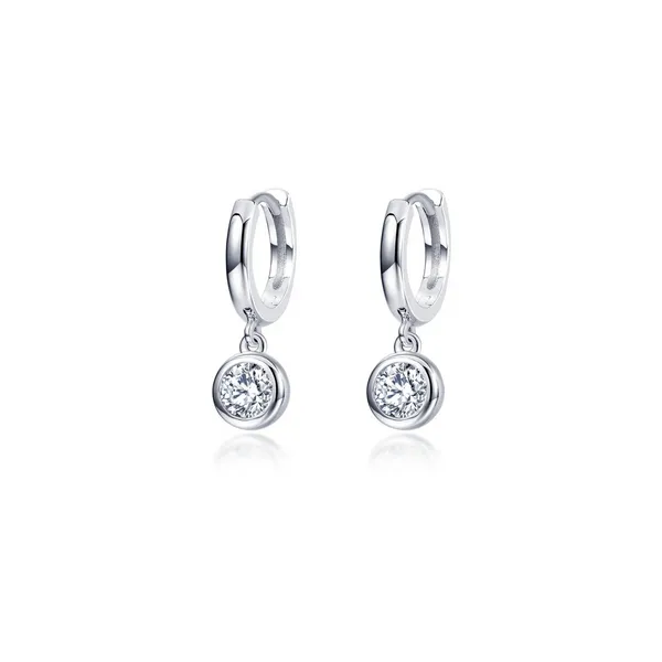 LAFONN Sterling Silver 0.92 CTW Bezel-Set Huggie Earrings with LASSAIRE Simulated Diamonds | Elegant & Sparkling Jewelry/VanScoy Jewelers of Wyomissin Van Scoy Jewelers Wyomissing, PA