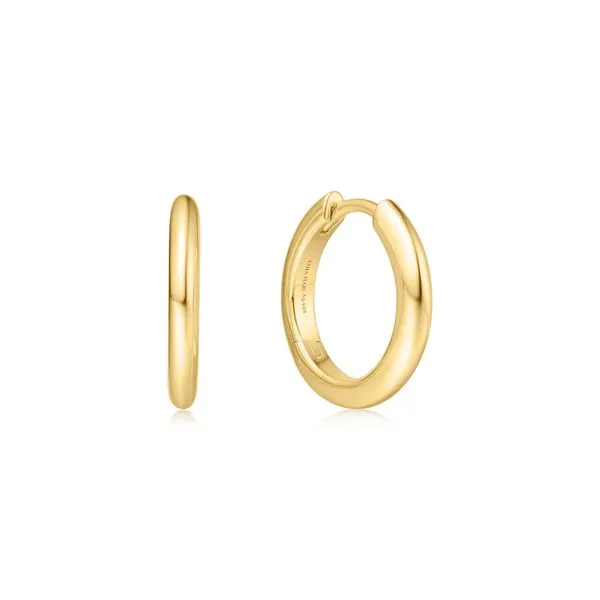 Ania Haie Sterling Silver with Gold Plate Tube Small Huggie Hoop Earrings/ VanScoy Jewelers of Wyomissing Van Scoy Jewelers Wyomissing, PA