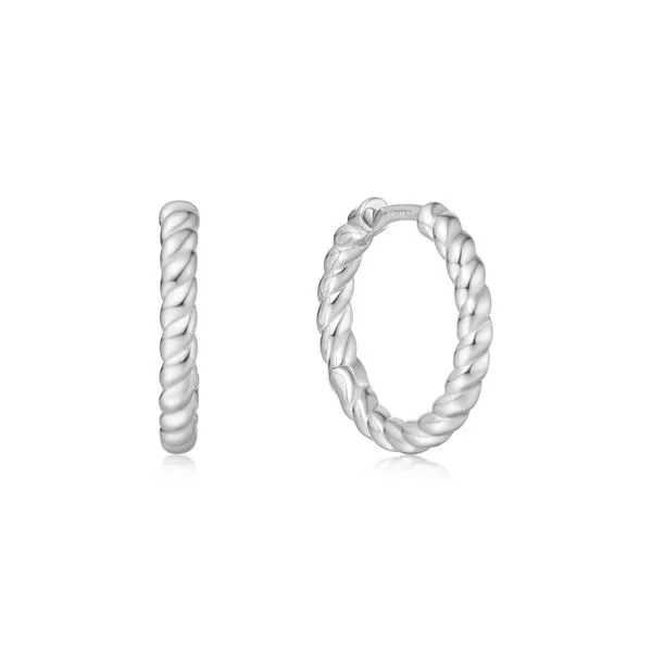 Ania Haie Silver Texture Medium Huggie Hoop Earrings/ VanScoy Jewelers of Wyomissing Van Scoy Jewelers Wyomissing, PA