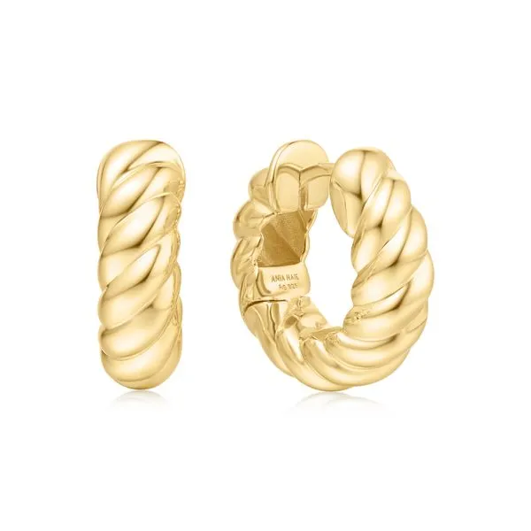 Ania Haie Sterling Silver with Gold Plate Bold Texture Medium Huggie Hoop Earrings | Stylish Jewelry at VanScoy Jewelers of Wyomissing Van Scoy Jewelers Wyomissing, PA