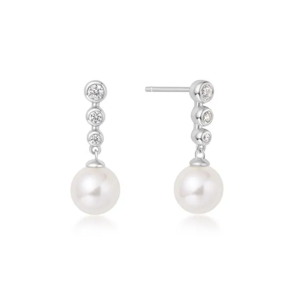 Ania Haie Sterling Silver Tennis Beaded Stone Pearl Drop Stud Earrings/ VanScoy Jewelers of Wyomissing Van Scoy Jewelers Wyomissing, PA