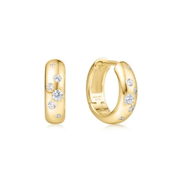 Ania Haie Sterling Silver with Gold Plate Small Chubby Sparkling Huggie Hoop Earrings Van Scoy Jewelers Wyomissing, PA