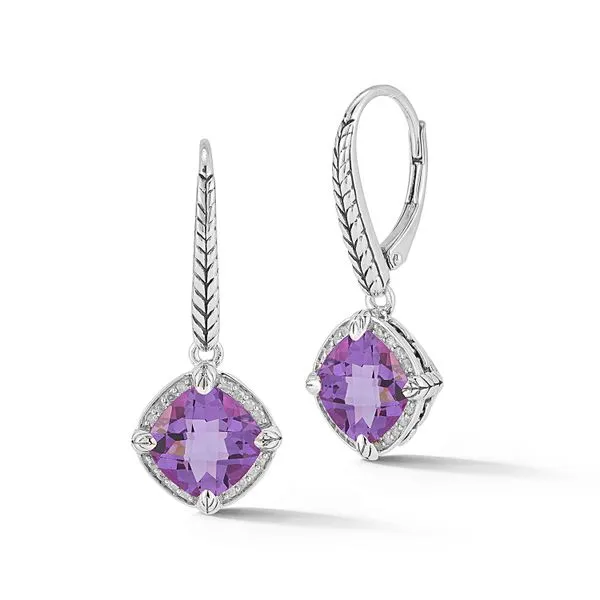 JAI by John Hardy Sterling Silver Gemstone & Diamond Drop Earrings with Amethyst Van Scoy Jewelers Wyomissing, PA