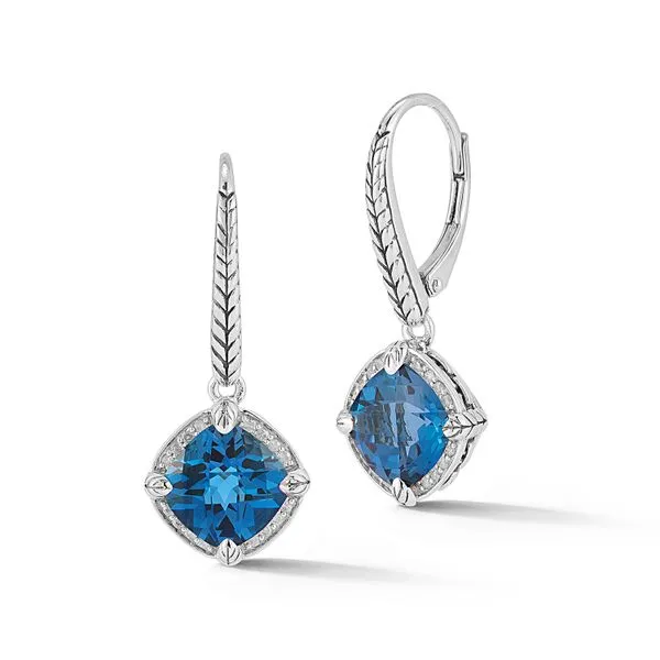 JAI by John Hardy Sterling Silver London Blue Topaz & Diamond Drop Earrings Van Scoy Jewelers Wyomissing, PA