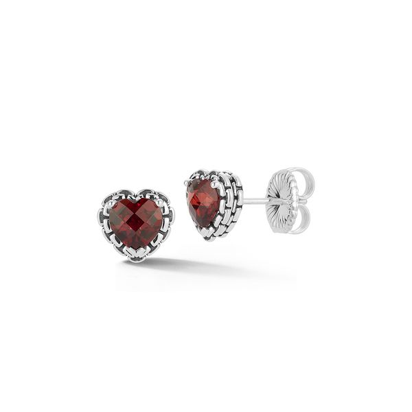 JAI Sterling Silver Heart Garnet Stud Earrings – Elegant Gemstone Jewelry Van Scoy Jewelers Wyomissing, PA