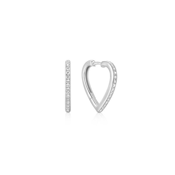 ANIA HAIE Sterling Silver Medium Sparkle Heart Huggie Earrings | Elegant Heart Hoop Earrings Van Scoy Jewelers Wyomissing, PA