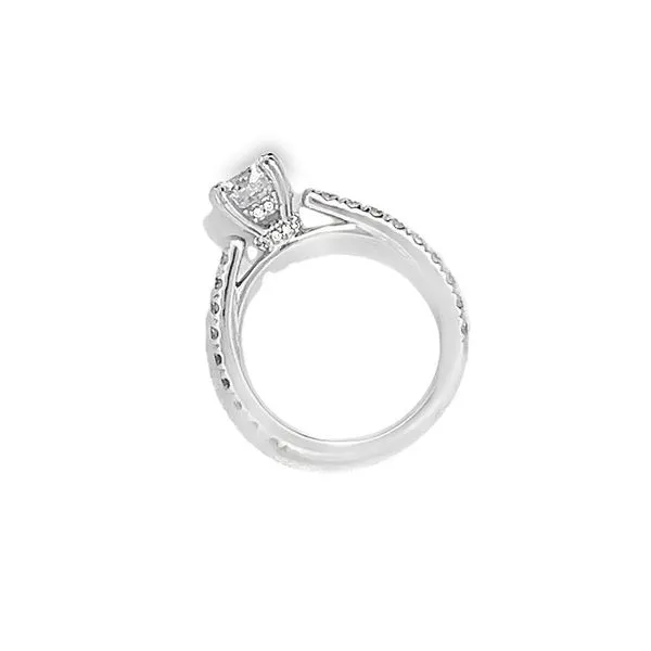 14k WG 1.57CTTW 1.01CT Round Hidden Halo on 0.50CTTW Diamond French-Set Cathedral Shank Image 3 Vaughan's Jewelry Edenton, NC