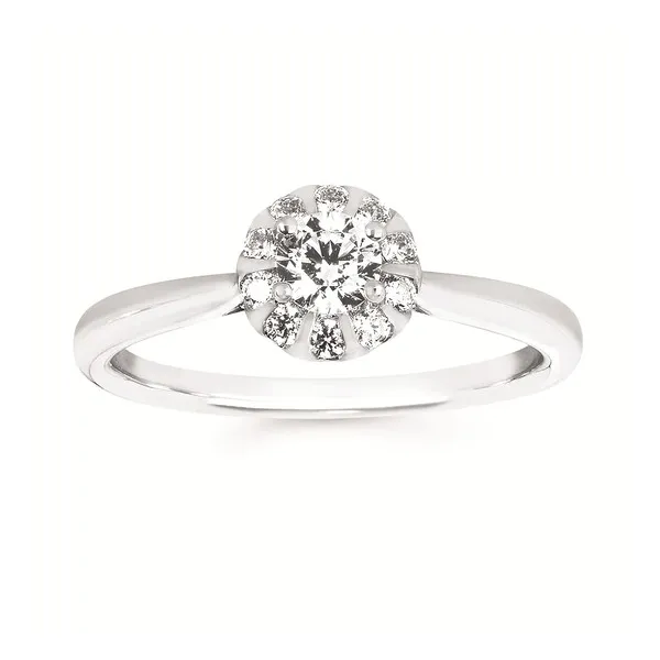 14k WG 0.4CTTW Rd Diamond Cluster Top Engagement Ring Vaughan's Jewelry Edenton, NC
