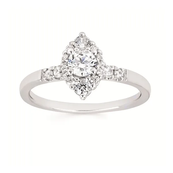 14k WG .64CTTW Rd Diamond and Marquise Shaped Halo Engagement Ring Vaughan's Jewelry Edenton, NC