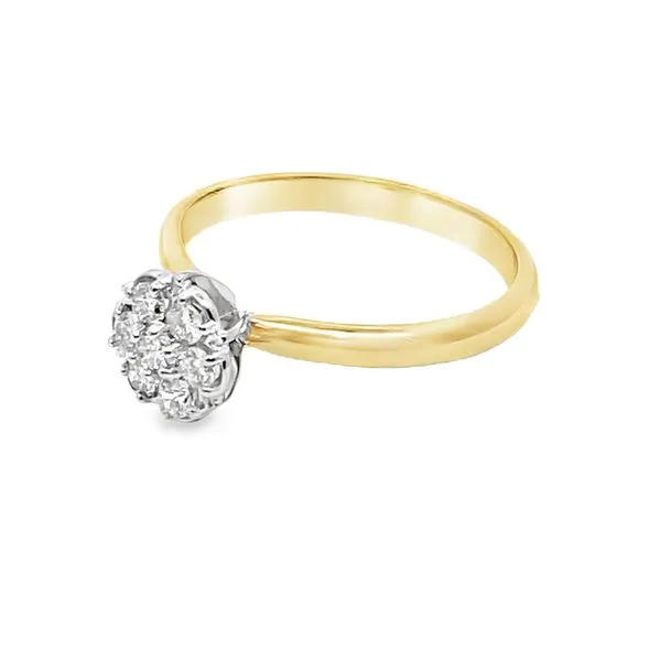 7.75, 14k YG 0.30CTTW Round Diamond Cluster Top Engagement Ring Image 2 Vaughan's Jewelry Edenton, NC