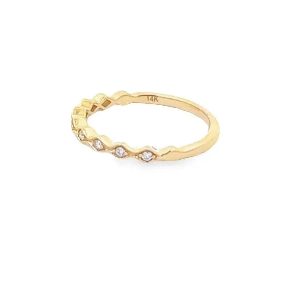 14k YG 0.09CTTW Diamond Milgrain Wedding Band Image 2 Vaughan's Jewelry Edenton, NC
