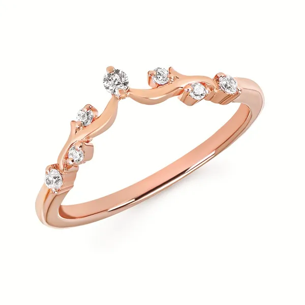 14k RG 0.12CTTW Round Diamond Swirled Curved Band Vaughan's Jewelry Edenton, NC