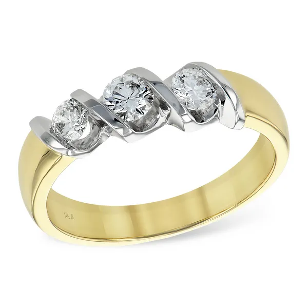 14k Y/WG 0.50CTTW 3 Stone Round Diamond Anniversary Ring Vaughan's Jewelry Edenton, NC