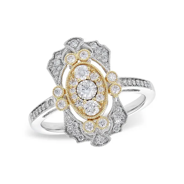 14k WG/YG 0.50CTTW Diamond Art Deco Two Tone Ring Vaughan's Jewelry Edenton, NC