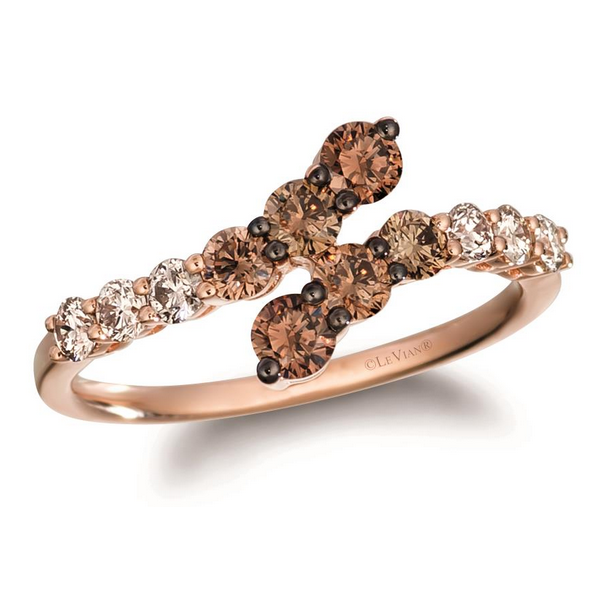 14k Strawberry Gold 0.94CTTW Chocolate Ombre Diamond Bypass Ring Vaughan's Jewelry Edenton, NC