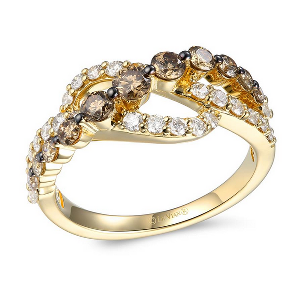 14k Honey Gold 1.24CTTW Chocolate Ombre Diamond Crossover Ring Vaughan's Jewelry Edenton, NC
