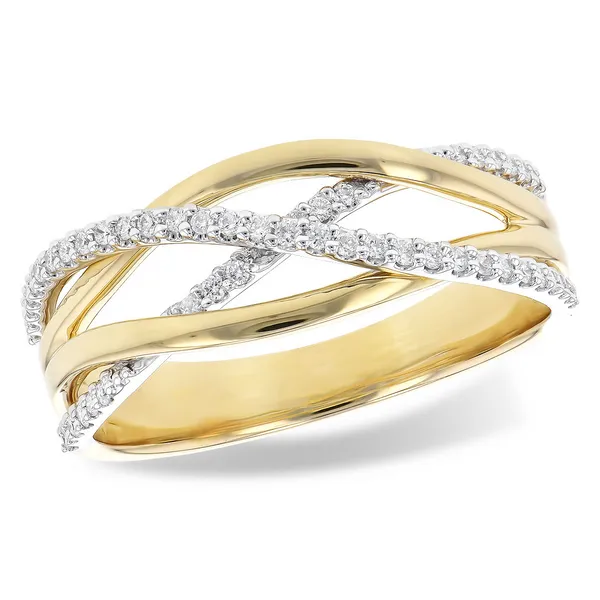 14 YG/WG 0.17CTTW Criss Cross Polished and Diamond Band Vaughan's Jewelry Edenton, NC