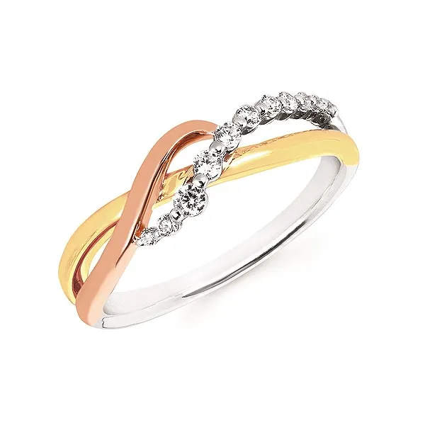 14k Tri-Tone 0.15CTTW Diamond Crossover Ring Vaughan's Jewelry Edenton, NC