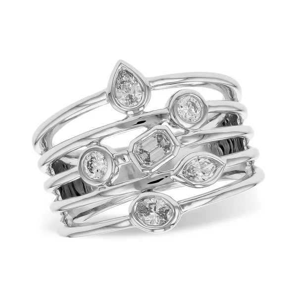 14k WG 0.50CTTW Diamond Multi Shaped and Layered Ring Vaughan's Jewelry Edenton, NC